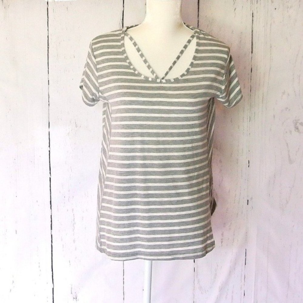 Poof! Gray Striped t-Shirt top L